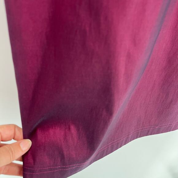 Adrianna Papell Satin Sheath Dress Sz 4 Magenta Shiny Ruching Cocktail Formal - Picture 8 of 14